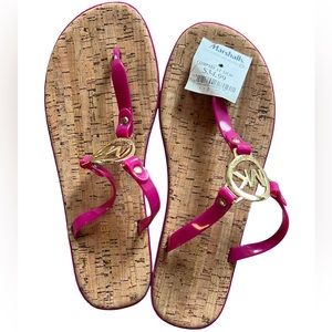 Brand New with Tags Fuchsia and Cork Michael Kors Flip Flops Size 10W